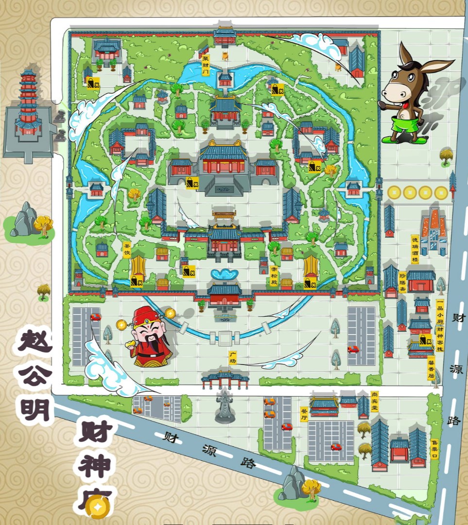 鹤城寺庙类手绘地图