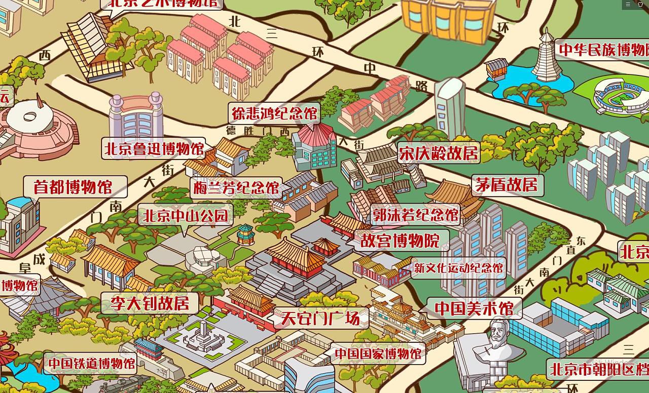 鹤城手绘地图景区的文化印记
